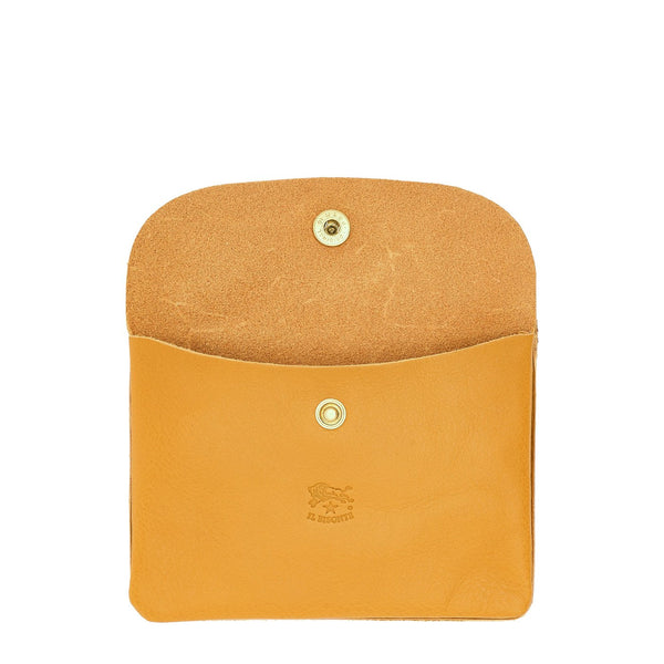 Pouch in leather color yellow narciso