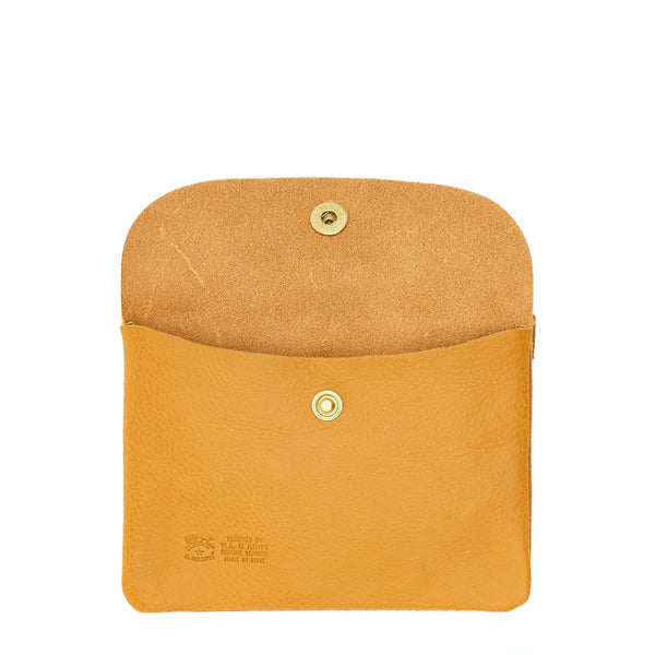 Pouch in leather color yellow narciso