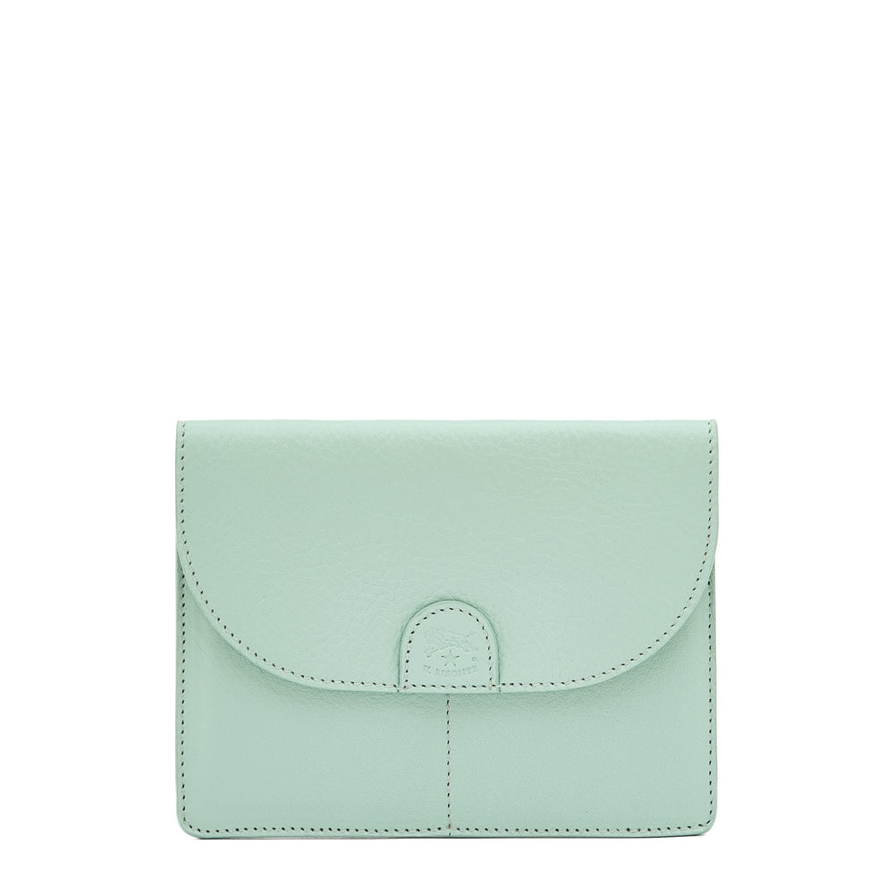 Linea 1990 | Men's pouch in leather color sky blue botticelli — 
front view
 — 1 of 4