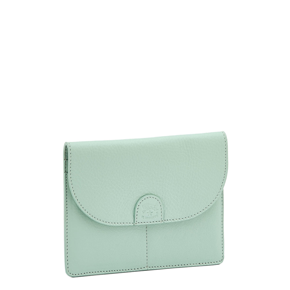 Linea 1990 | Men's pouch in leather color sky blue botticelli — 
side view
 — 2 of 4
