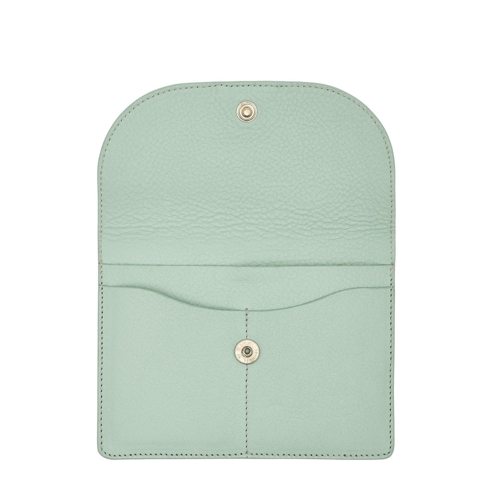 Linea 1990 | Men's pouch in leather color sky blue botticelli — 
interior detail view
 — 4 of 4