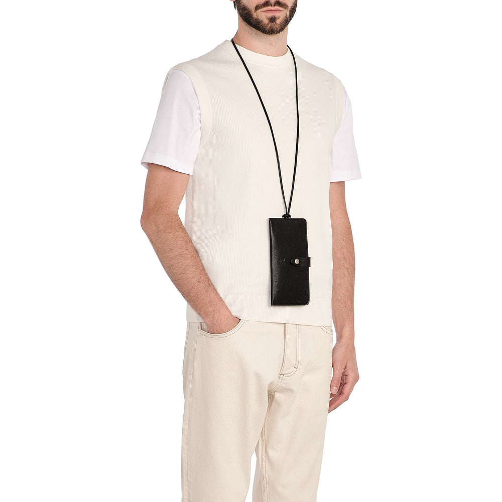 Linea 1990 | Custodia da uomo in pelle invecchiata colore nero