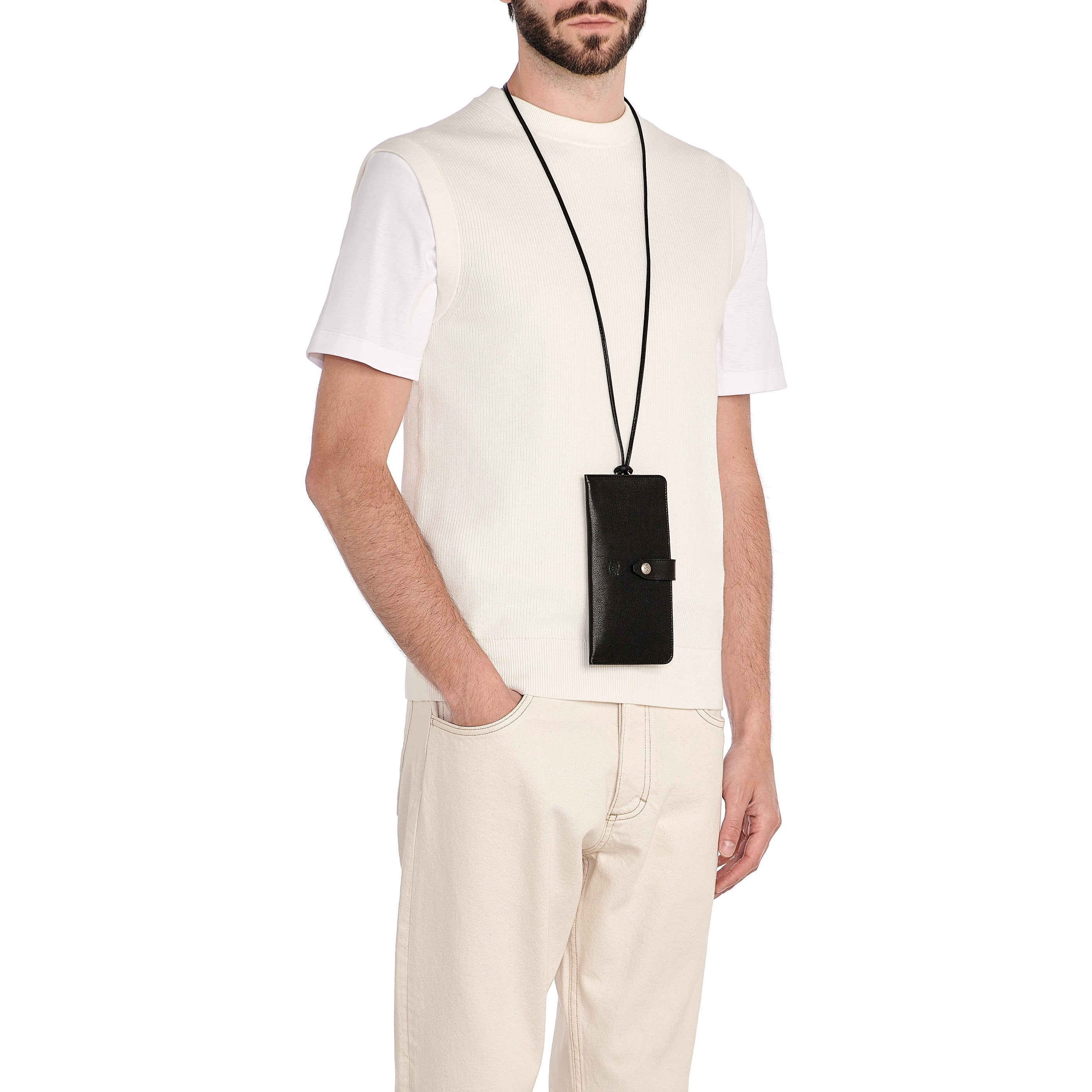 Linea 1990 | Custodia da uomo in pelle invecchiata colore nero