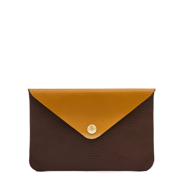 Duo | Case in leather color yellow narciso — 
front view
