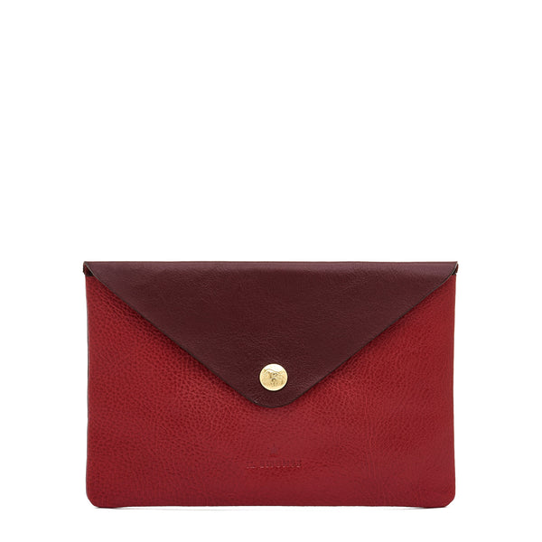 Duo | Case in leather color black cherry/red — 
front view
