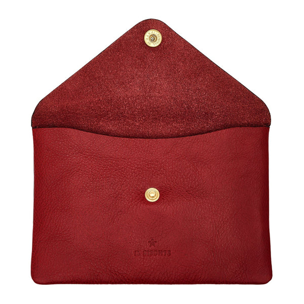 Duo | Case in leather color black cherry/red