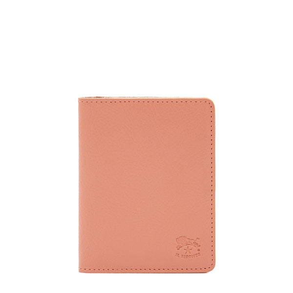 Card case in leather color grapefruit