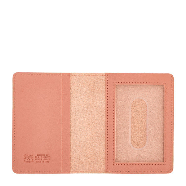 Card case in leather color grapefruit