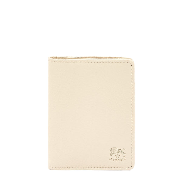 Card case in leather color milk