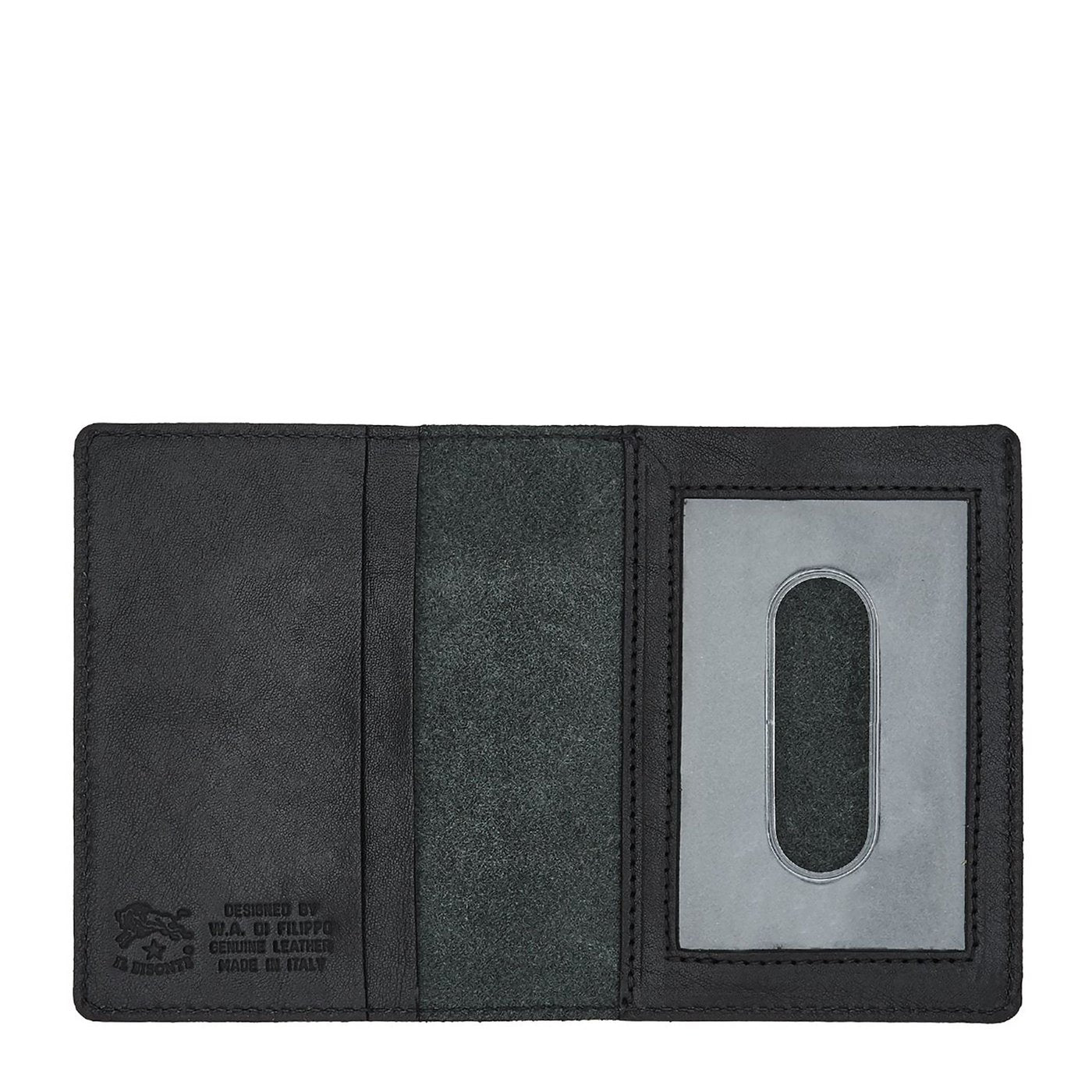 Card case in calf leather color black