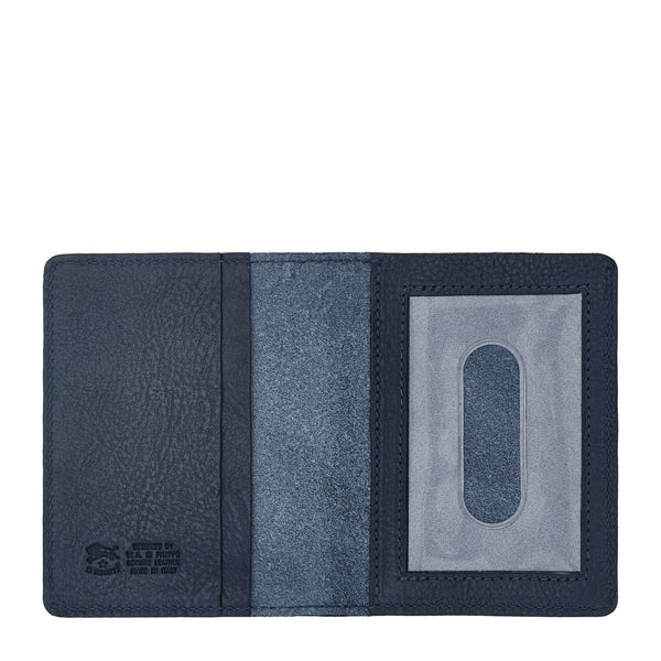 Card case in calf leather color blue