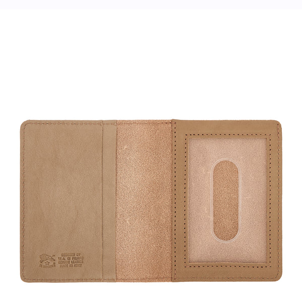 Card case in calf leather color light grey