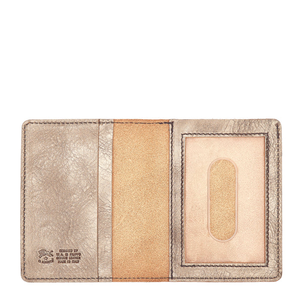 Card case in metallic leather color metallic bronze