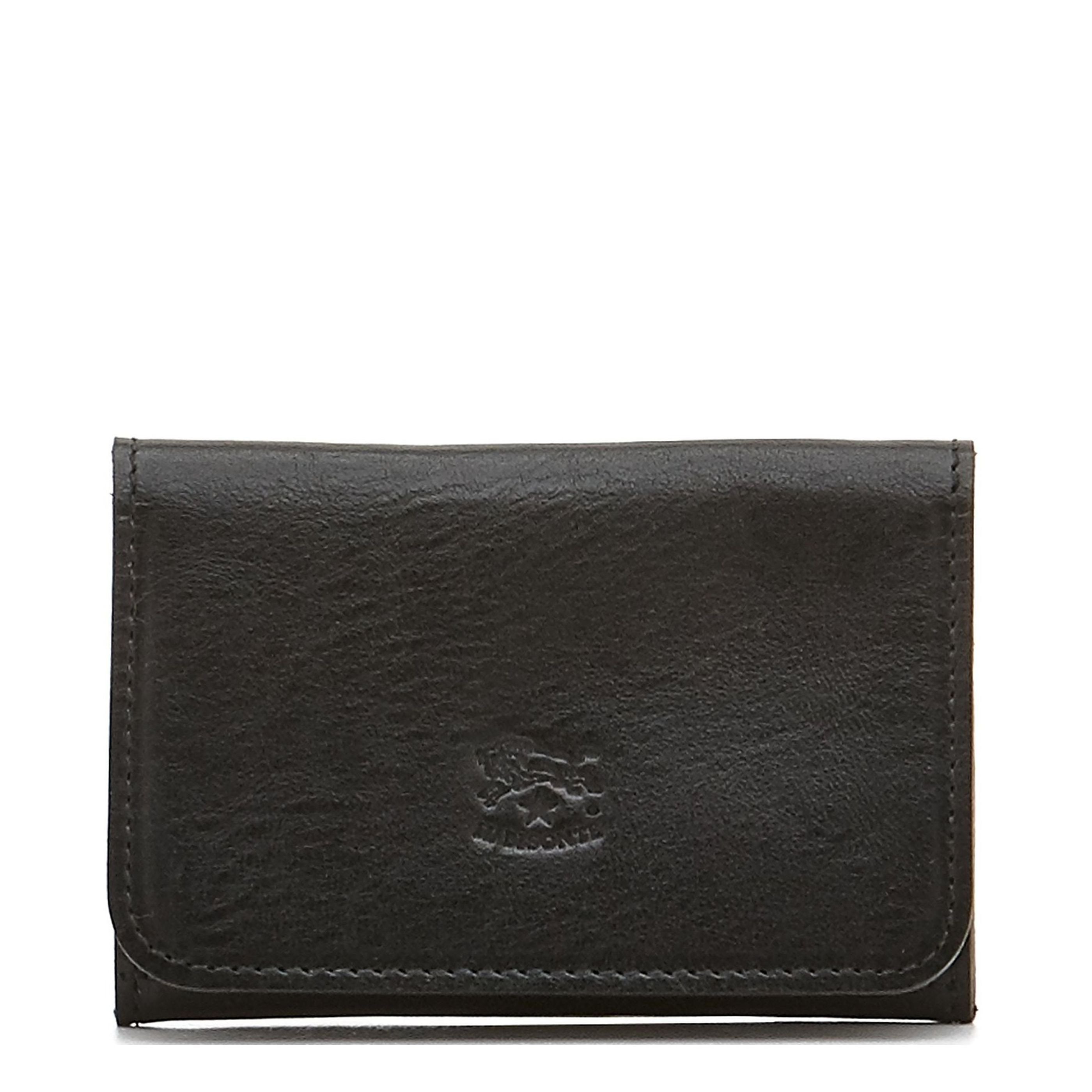Card case in calf leather color black