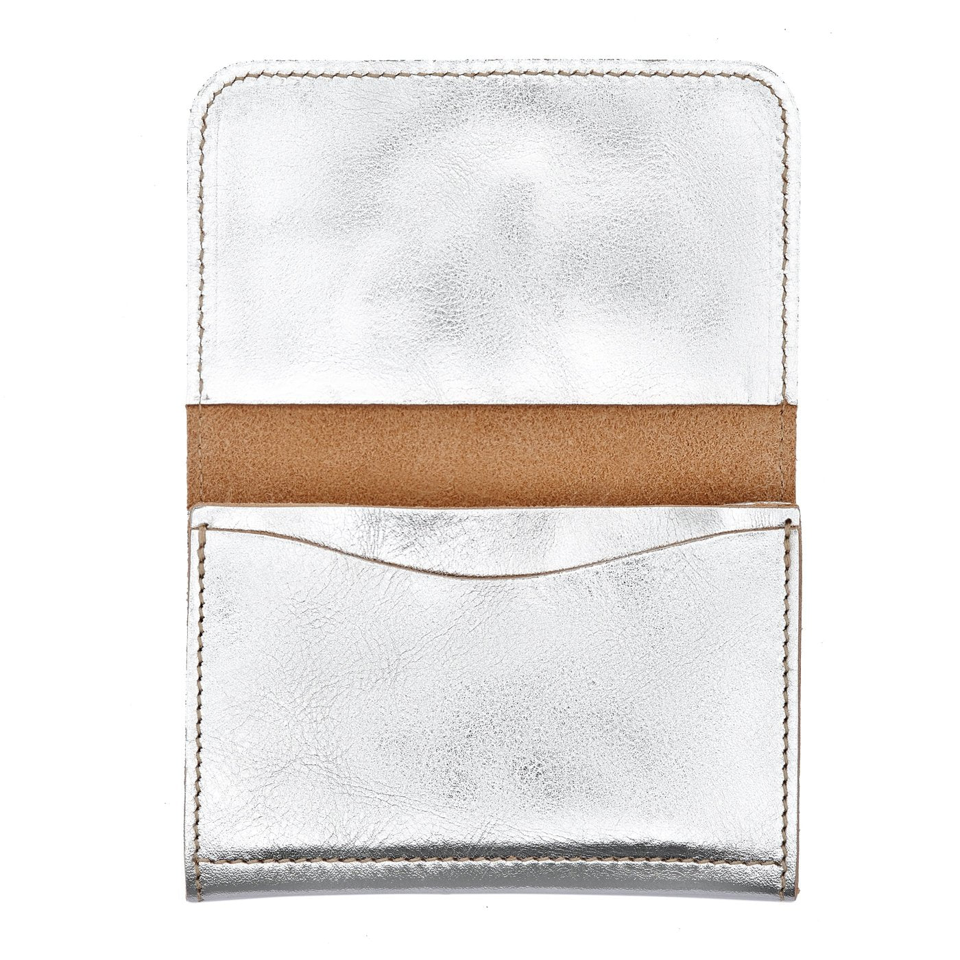 Card case in metallic leather color metallic silver – Il Bisonte