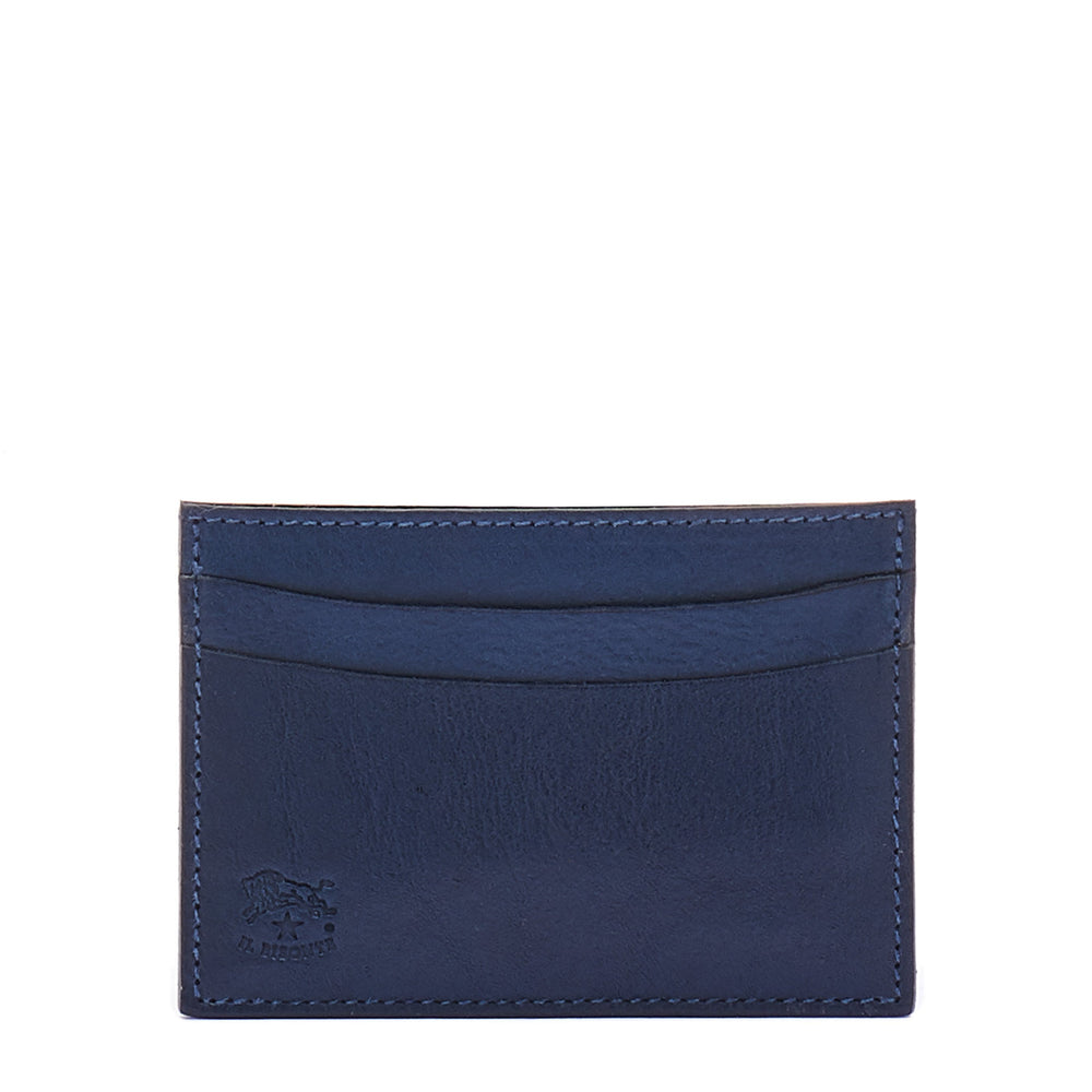 Card case in leather color blue — 
front view
 — 1 of 2