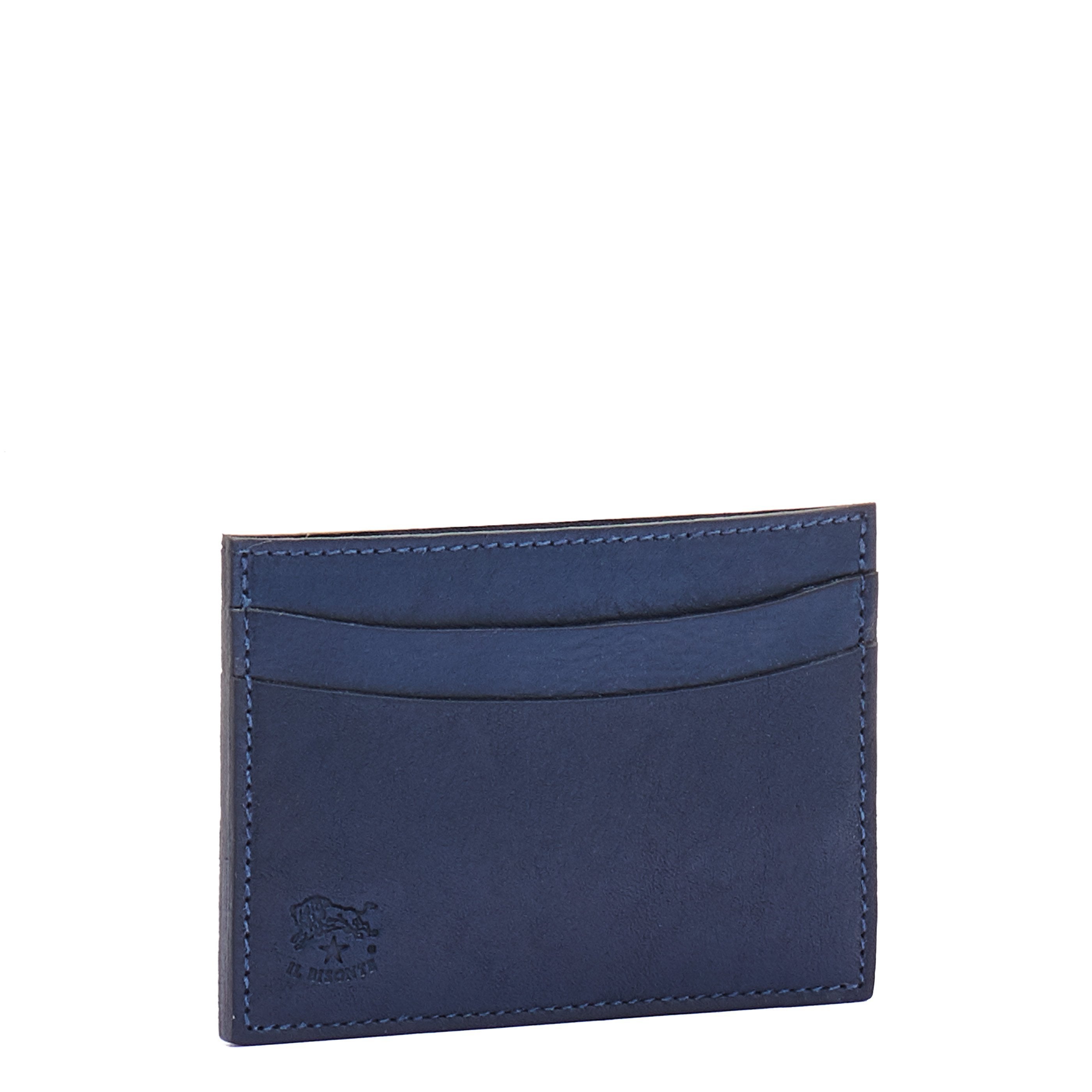 Card case in leather color blue — 
side view
 — 2 of 2