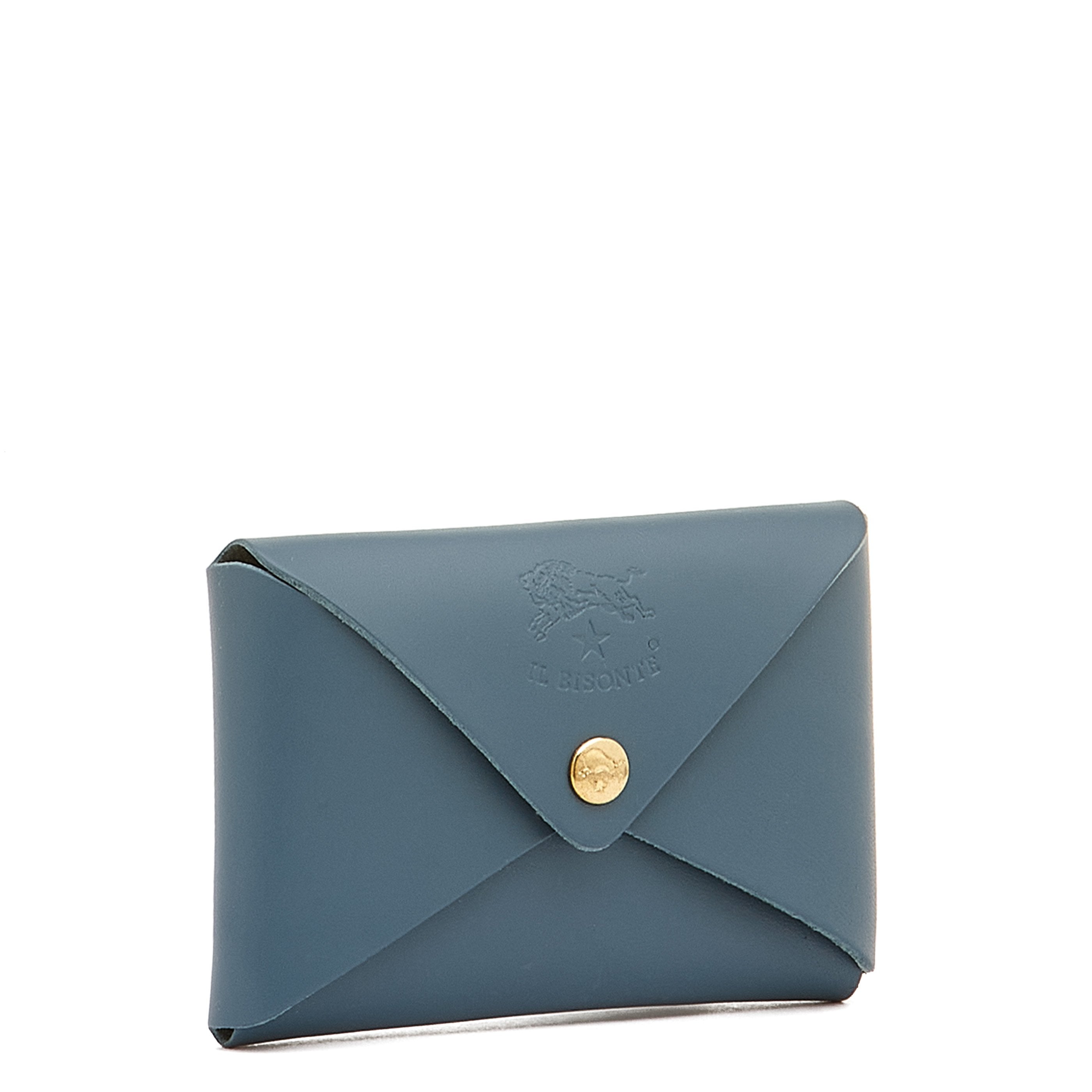 Sovana | Card case in leather color blue denim