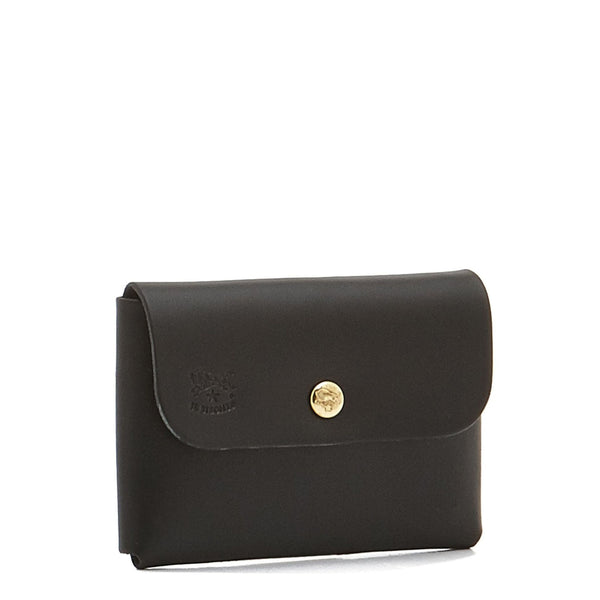 Card case in leather color black