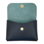 Card case in leather color blue