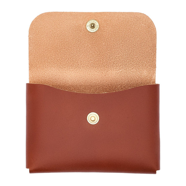 Card case in leather color sepia