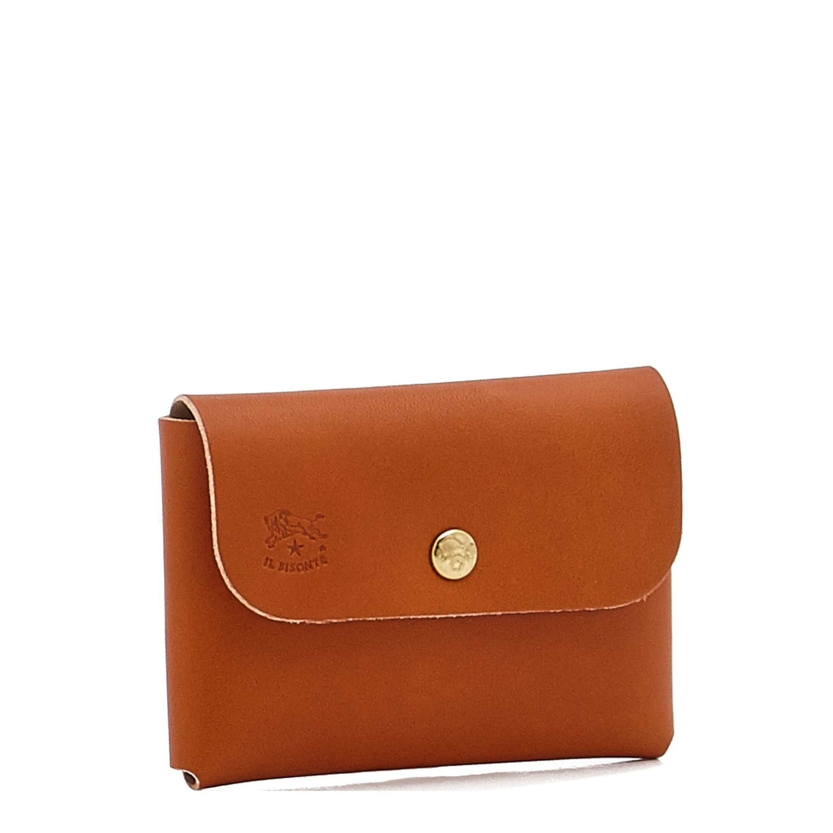 Card case in leather color caramel