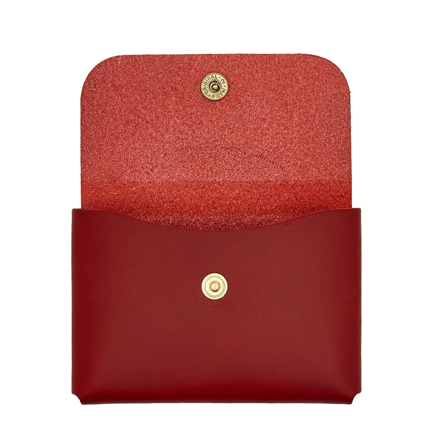 Card case in leather color  ruby red