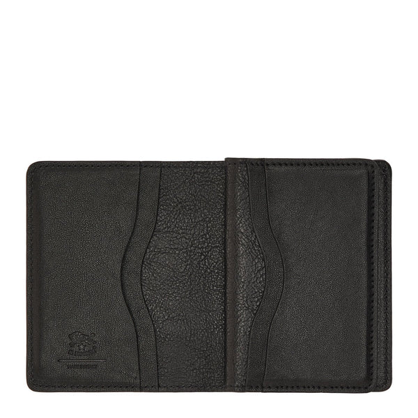 Oriuolo | Men's card case in vintage leather color black