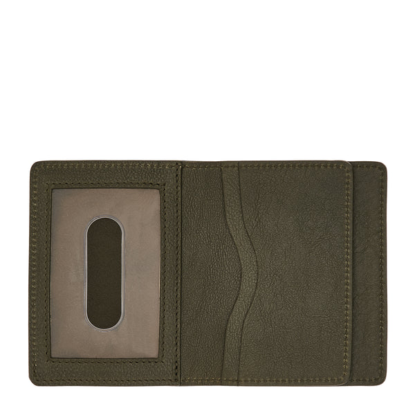 Oriuolo | Men's card case in vintage leather color forest