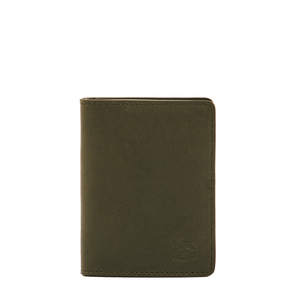 Oriuolo | Men's card case in vintage leather color forest