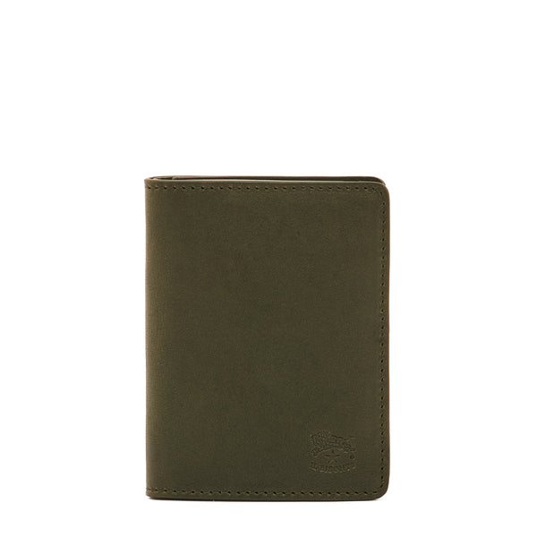 Oriuolo | Men's card case in vintage leather color forest