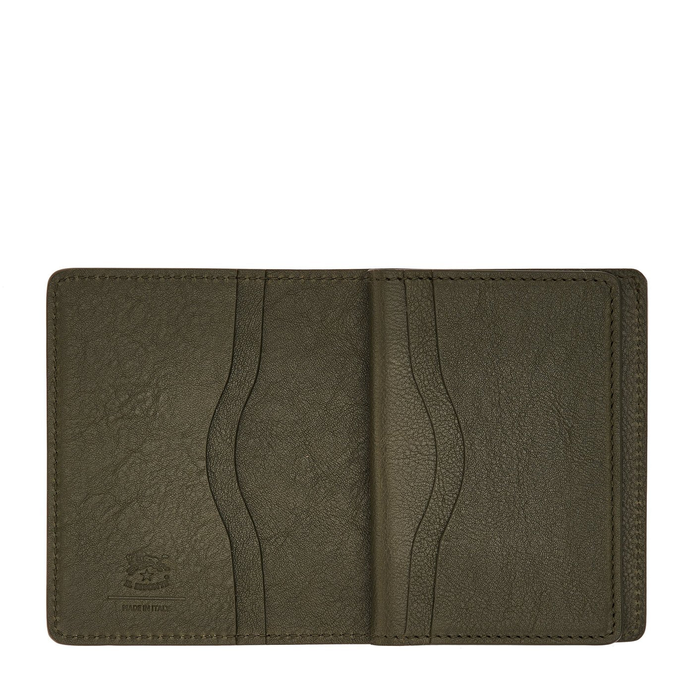 Oriuolo | Men's card case in vintage leather color forest