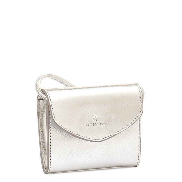 Bigallo | Women's card case in metallic leather color metallic silver