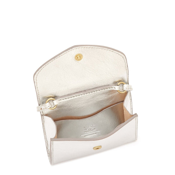 Bigallo | Women's card case in metallic leather color metallic silver