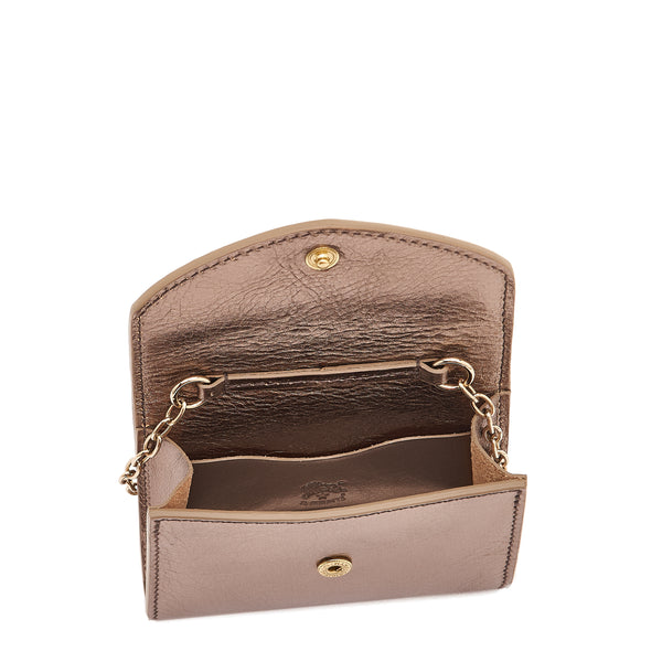 Bigallo | Women's card case in metallic leather color metallic bronze
