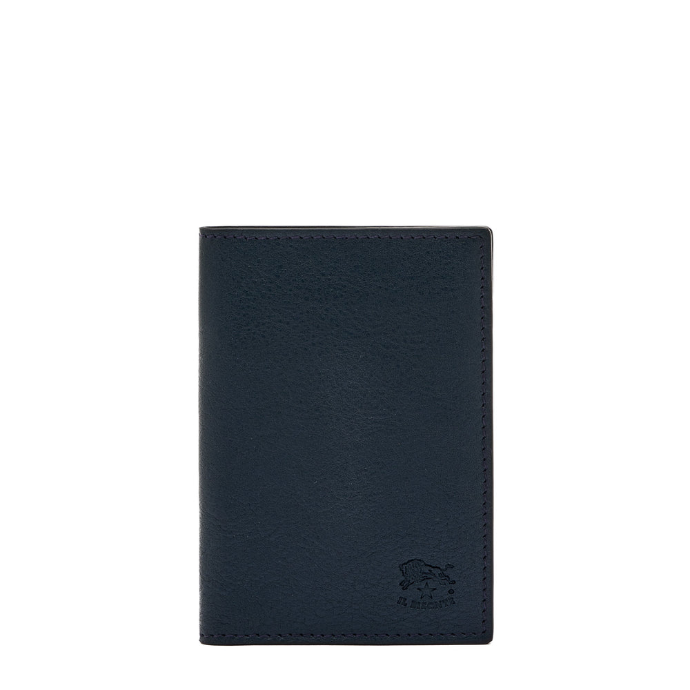 Galileo | Men's card case in vintage leather color mezzanotte blue