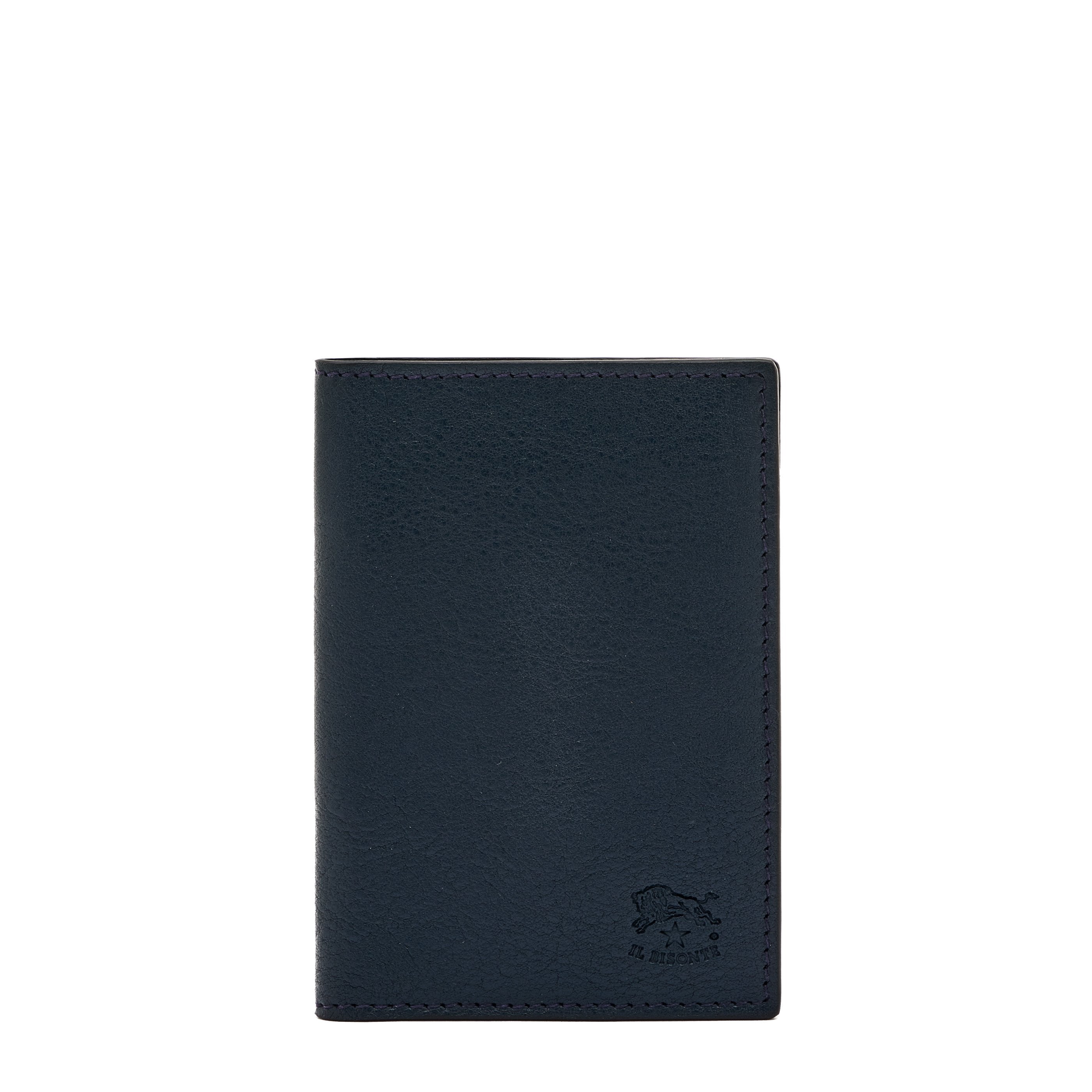 Galileo | Men's card case in vintage leather color mezzanotte blue