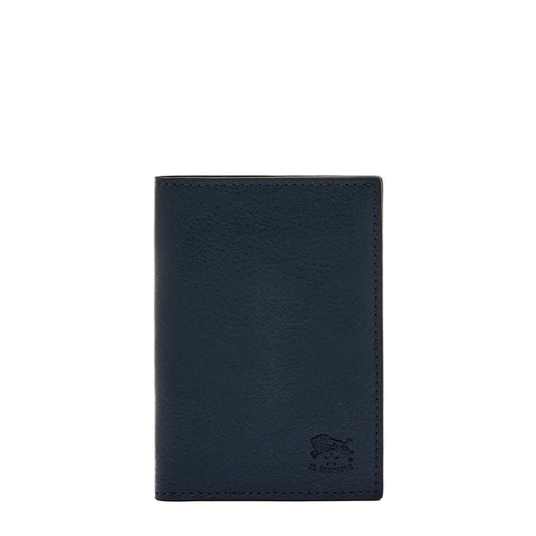 Galileo | Men's card case in vintage leather color mezzanotte blue
