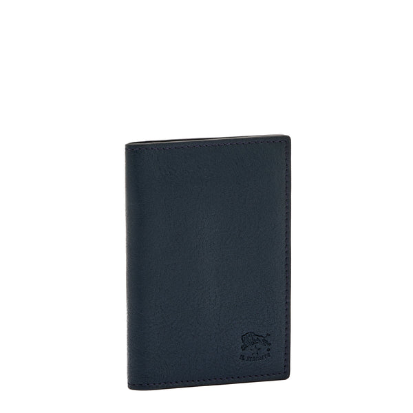 Galileo | Men's card case in vintage leather color mezzanotte blue