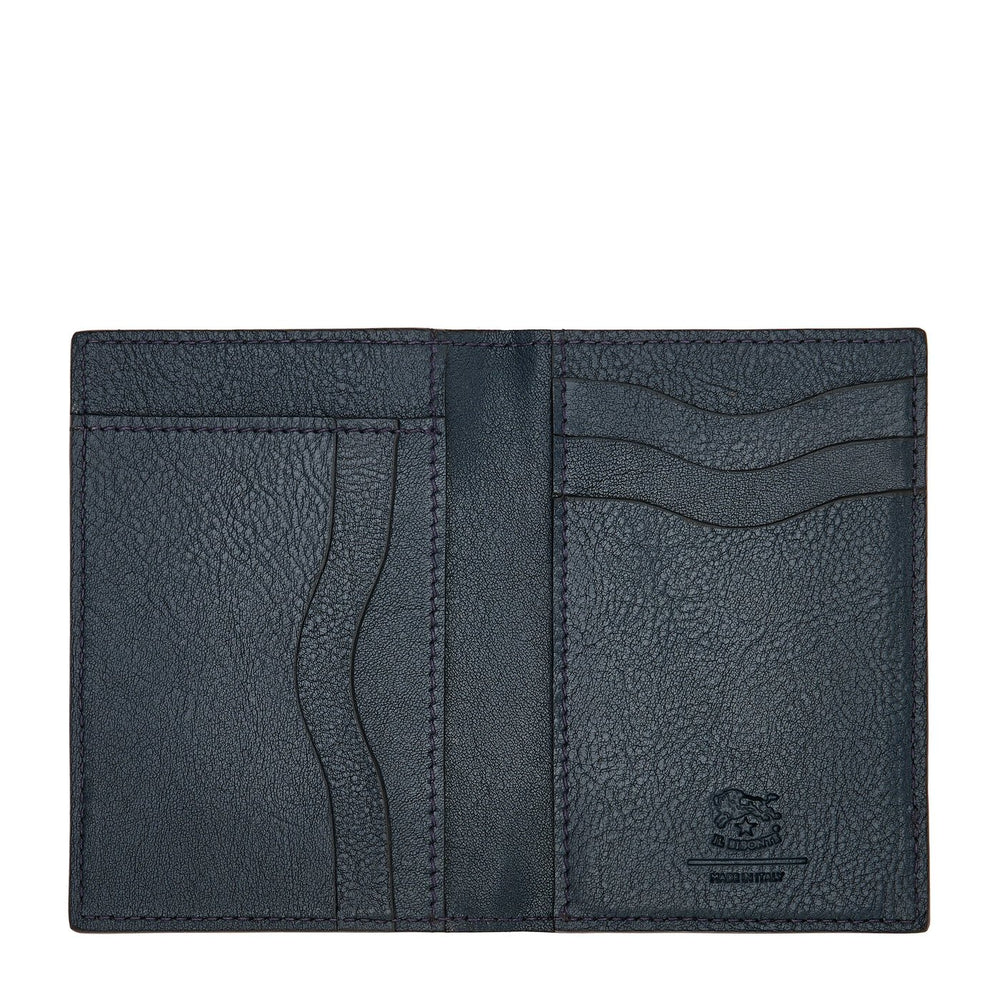 Galileo | Men's card case in vintage leather color mezzanotte blue