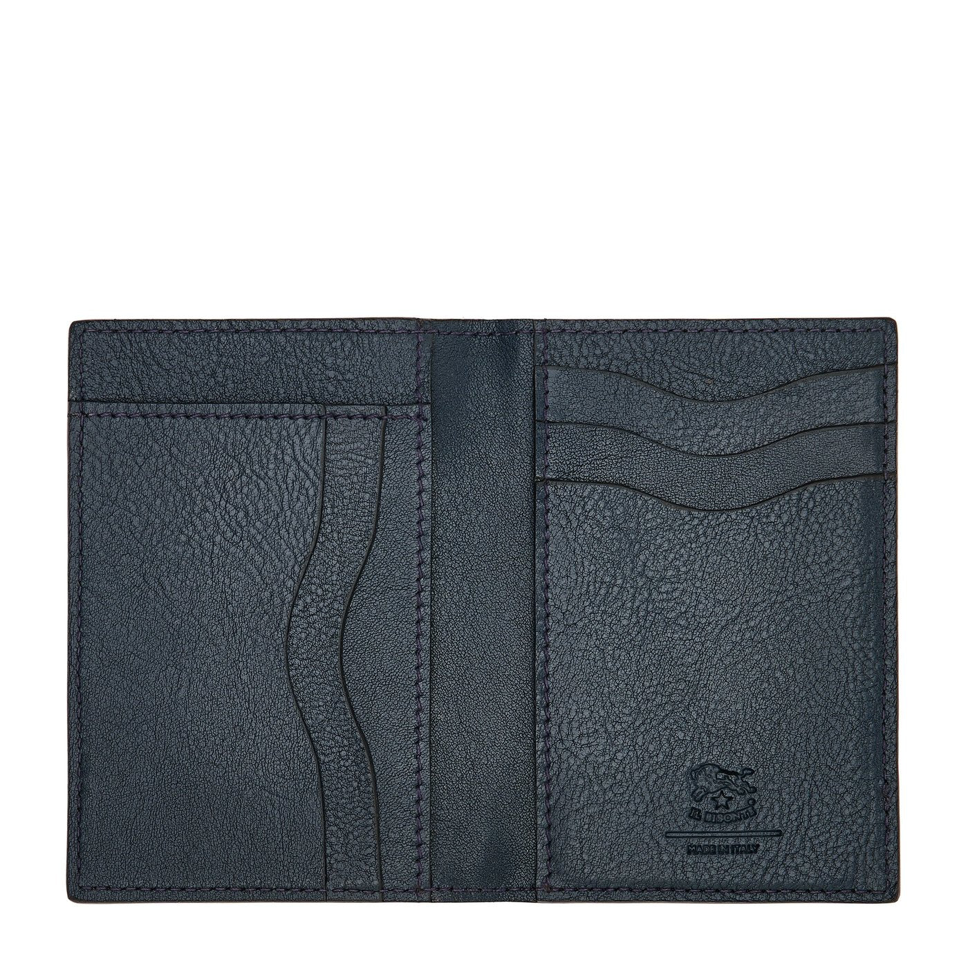 Galileo | Men's card case in vintage leather color mezzanotte blue
