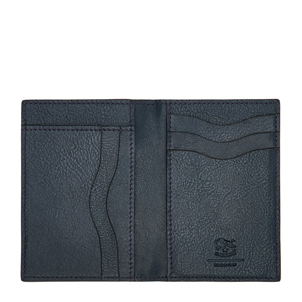 Galileo | Men's card case in vintage leather color mezzanotte blue