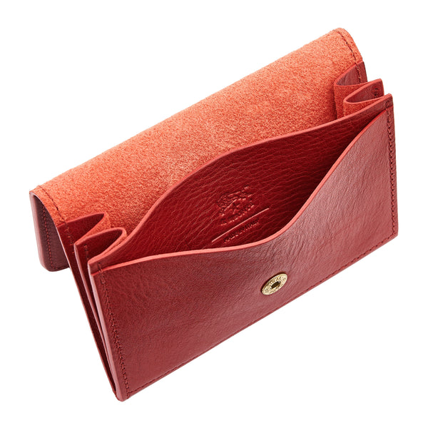 Galileo | Porte-cartes pour homme en cuir de veau couleur rouge
