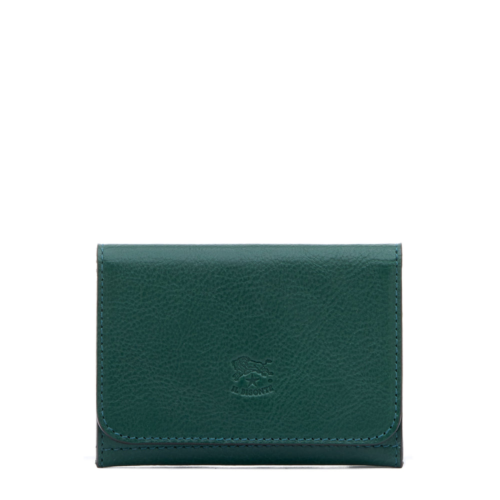 Galileo | Men's card case in leather color green oleandro — 
front view
 — 1 of 3