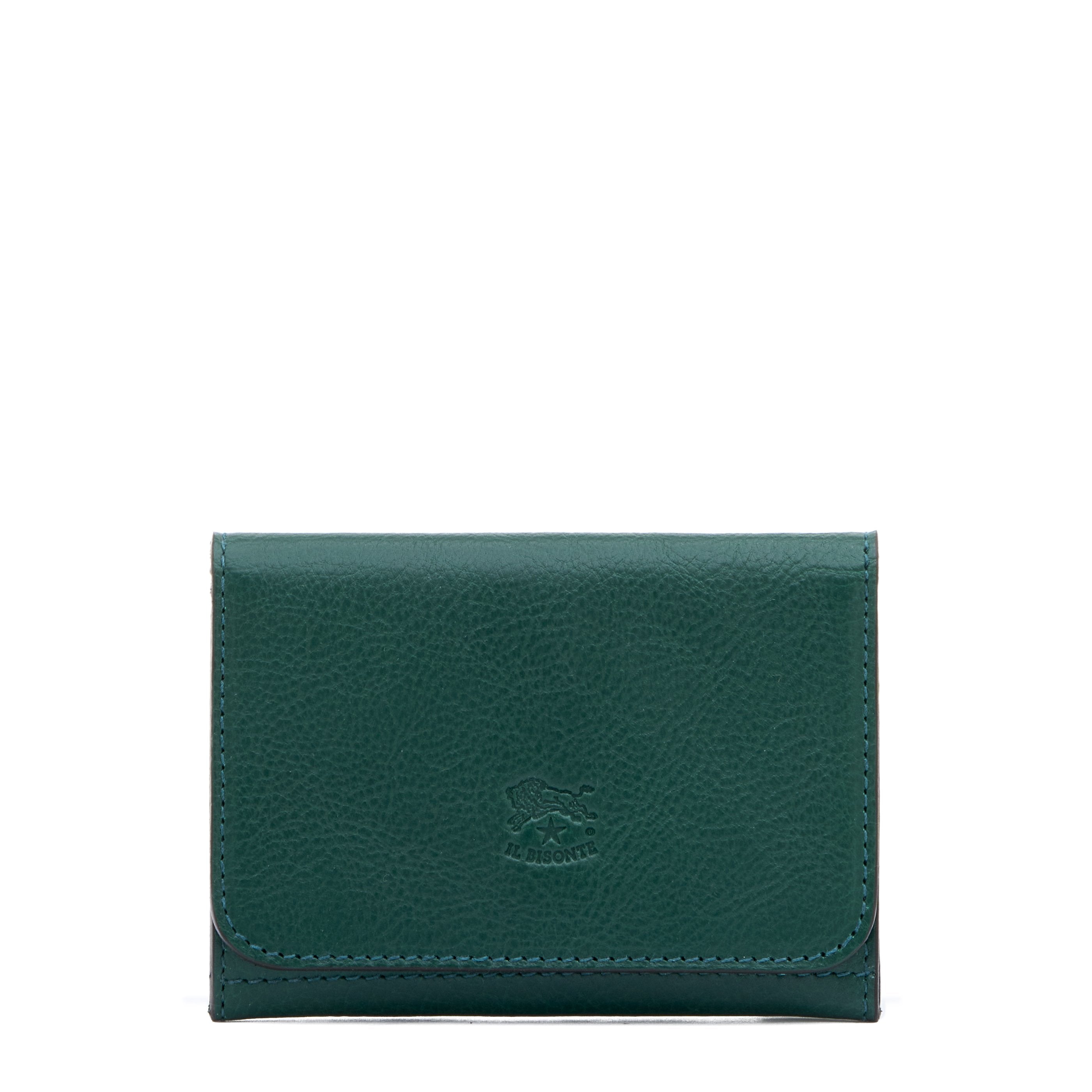 Galileo | Men's card case in leather color green oleandro — 
front view
 — 1 of 3