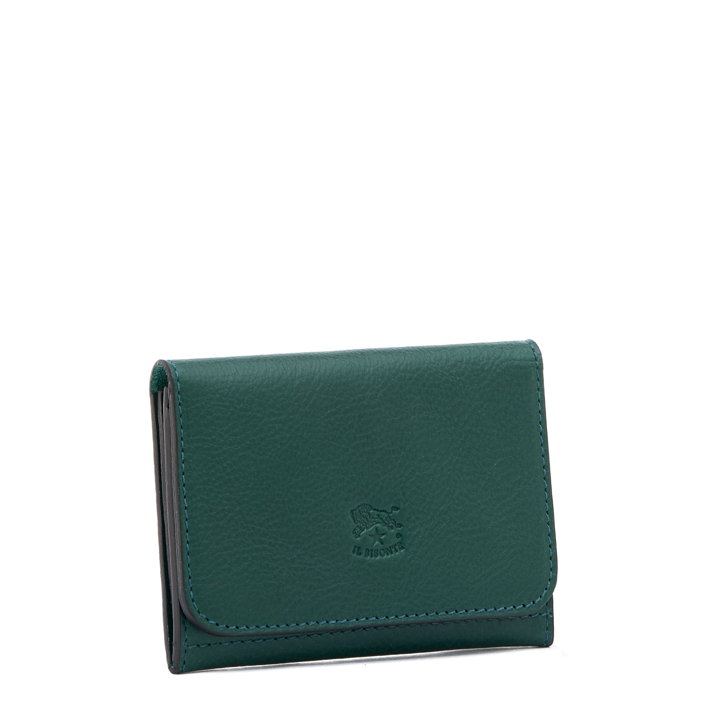 Galileo | Men's card case in leather color green oleandro — 
side view
 — 2 of 3