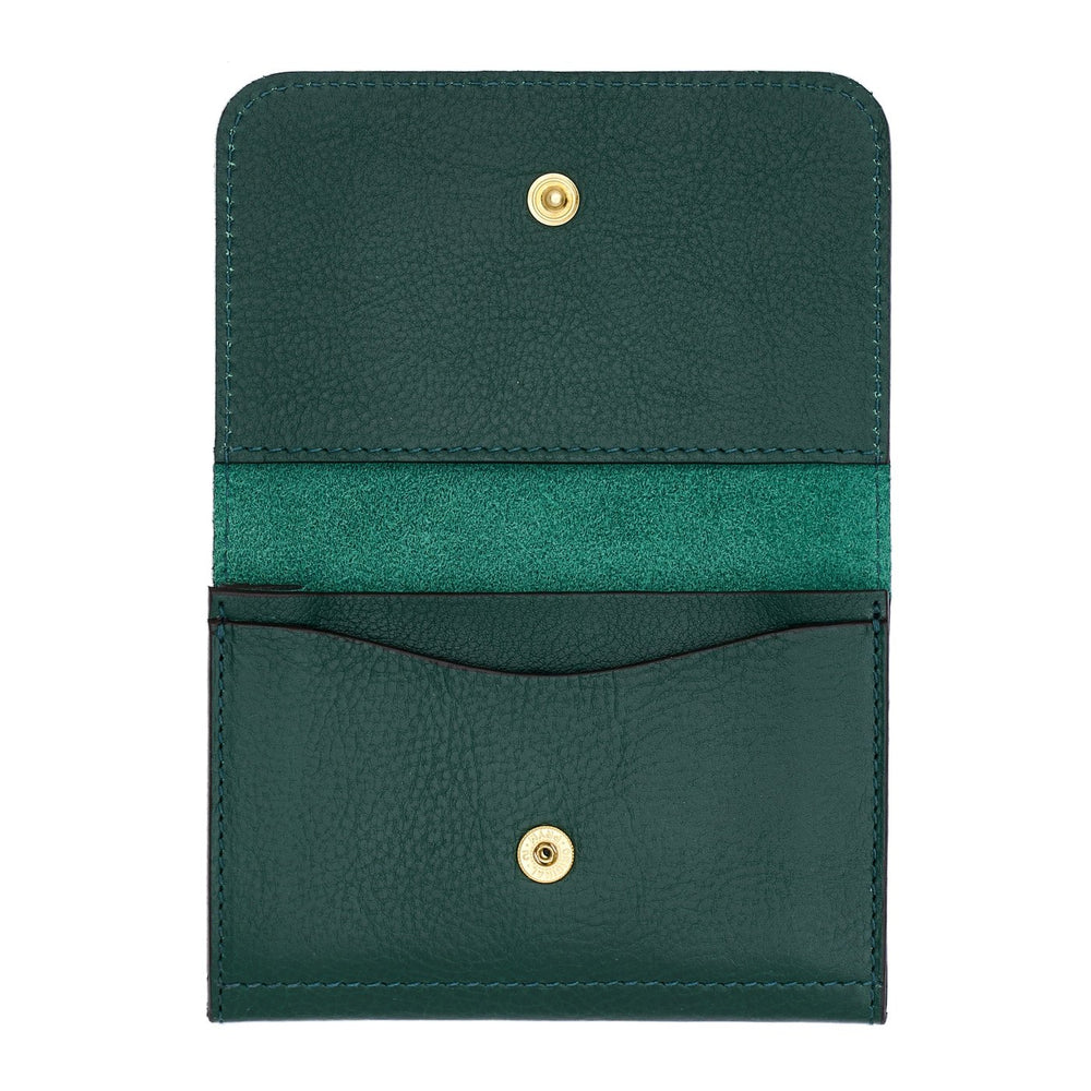 Galileo | Men's card case in leather color green oleandro — 
interior detail view
 — 3 of 3