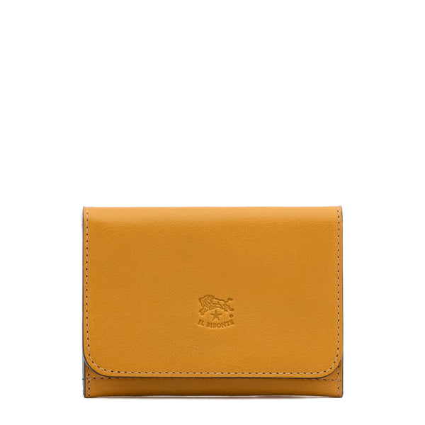 Galileo | Porte-cartes pour homme en cuir couleur jaune narciso — 
front view

