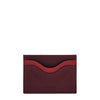 Duo | Card case in leather color black cherry/red
