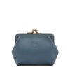 Women's coin purse in leather color blue denim